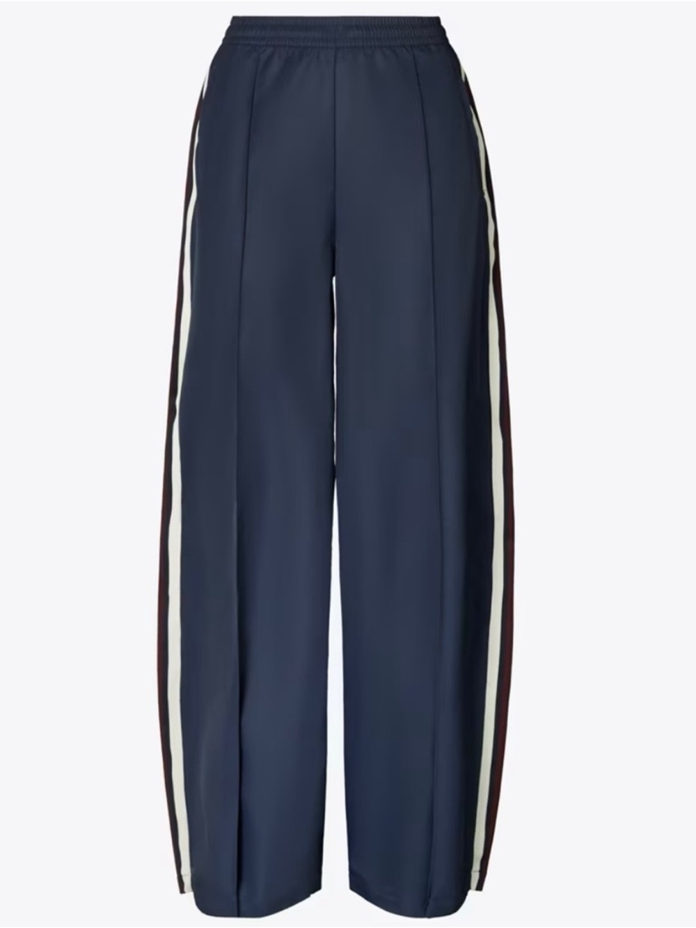 Navy Wide-Leg Track Pants with Side Stripes - Tory Burch
